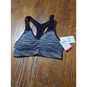 New Girls Small Maidenform Racerback Black Space Dry Sports Bra Crop Top NWT